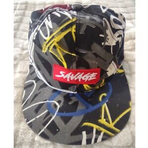 Prime Threads Savage Graffiti Print Snapback Hat Mens Flat Brim Multicolor Cap